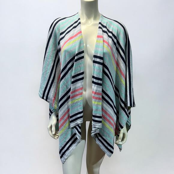 Talbots Striped Cape Poncho – One Size, Classic Cozy Layer - Picture 1 of 11